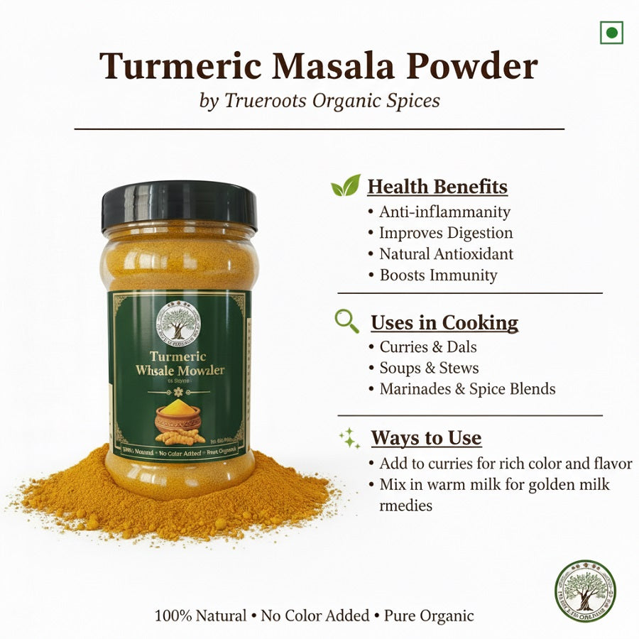 Trueroots Organic Spices 100% Pure Natural Turmeric Masala Powder — Premium Culinary Spice