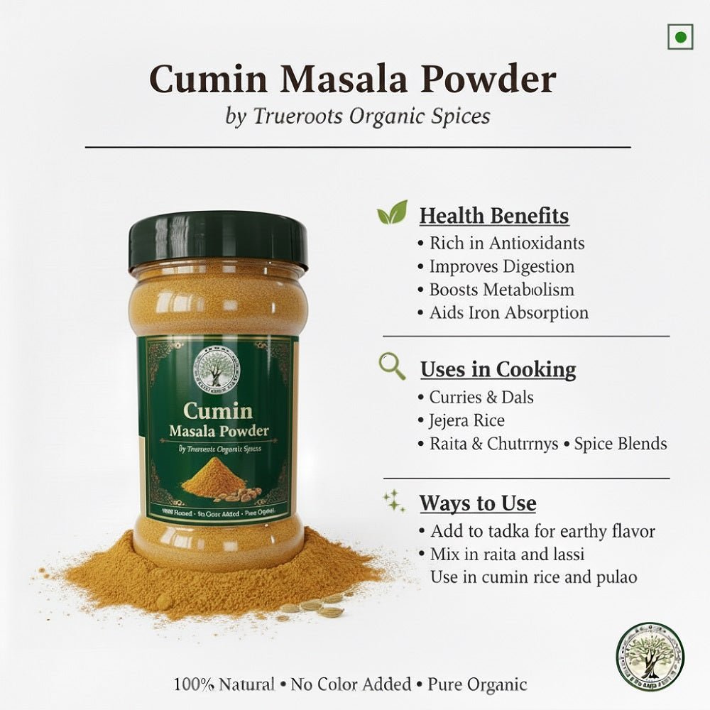 Trueroots Organic Spices 100% Pure Natural Cumin (Jeera) Masala Powder - Trueroots Organic spices