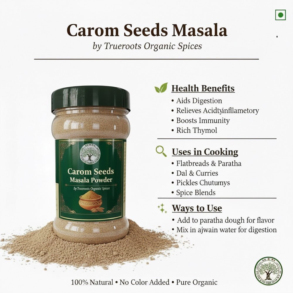 Trueroots Organic Spices 100% Pure Natural Carom Seeds (Ajwain) Masala Powder - Trueroots Organic spices