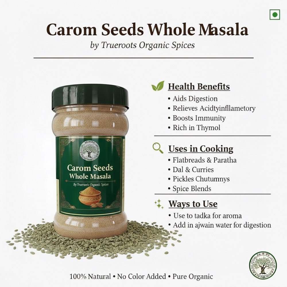 Trueroots Organic Spices 100% Pure Natural Carom Seeds (Ajwain) Whole Masala - Trueroots Organic spices