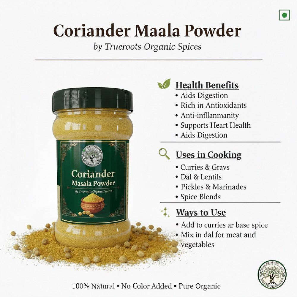 Trueroots Organic Spices 100% Pure Natural Coriander (Dhaniya) Masala Powder - Trueroots Organic spices