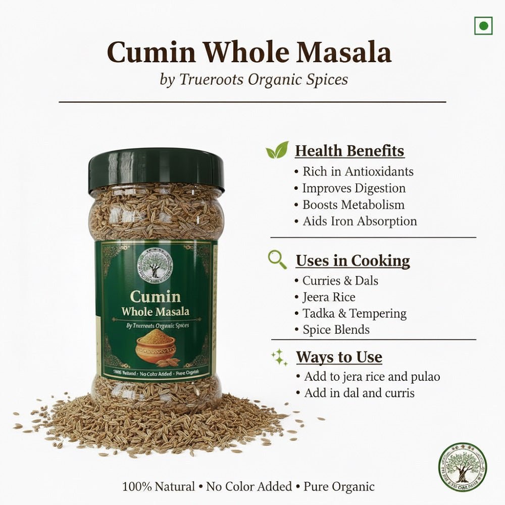 Trueroots Organic Spices 100% Pure Natural Cumin (Jeera) Whole Masala - Trueroots Organic spices