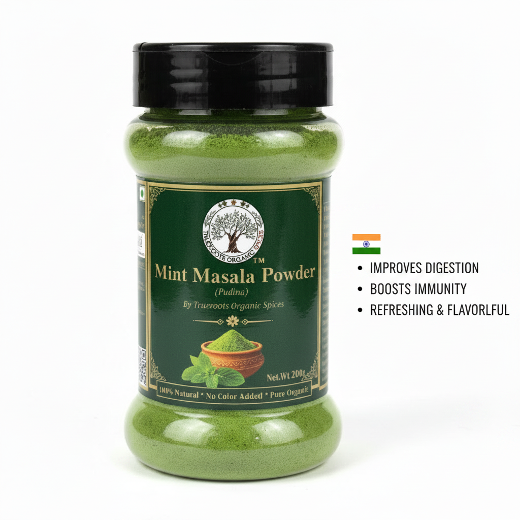 Trueroots Organic Mint Masala Powder Infographic